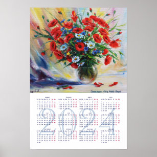Poster Des pavots d'été. Calendrier des beaux-arts 2024