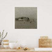 Poster Des paysans et des fils marchent dans une tempête (Cuisine)