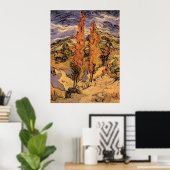 Poster Des peupliers sur la route à travers les collines  (Bureau à domicile)