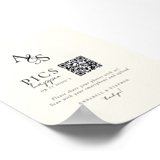 Poster Des photos ! Photo, QR-Code, Mariage (Coin)