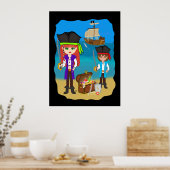 Poster des pirates avec navire sur la plage (Cuisine)