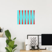Poster des points rouges et turquoise rétro (Bureau à domicile)