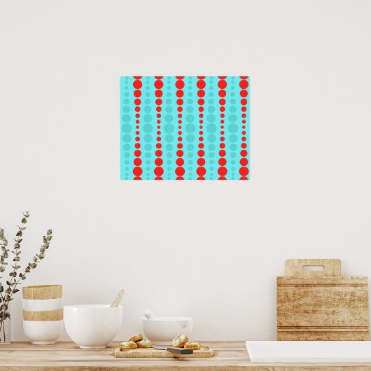 Poster des points rouges et turquoise rétro (Cuisine)