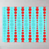 Poster des points rouges et turquoise rétro (Devant)