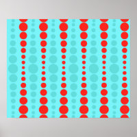 Poster des points rouges et turquoise rétro