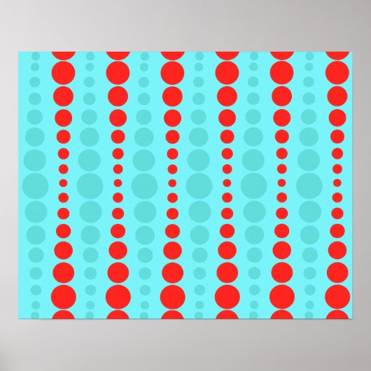 Poster des points rouges et turquoise rétro (Devant)