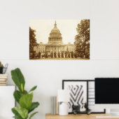 Poster Des policiers en moto au Capitole américain (Bureau à domicile)