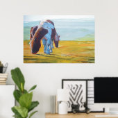 Poster Des poneys miniatures de Dartmoor peignant le pays (Bureau à domicile)