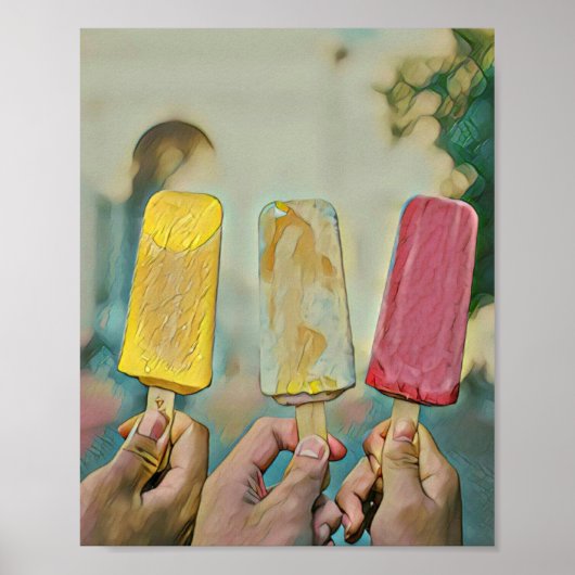 Poster Des popsicles de crème glacée colorée (Devant)