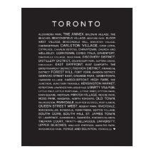 Poster des quartiers de Toronto - noir et blanc