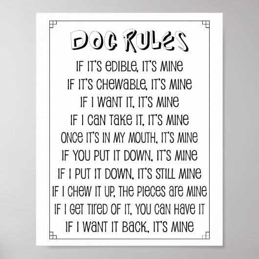 Poster des règles de chien (Devant)