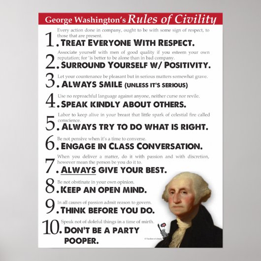 Poster des Règles de la Civilité de GW (Devant)