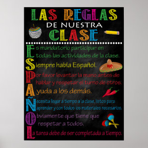 Poster des règles de la classe espagnole