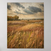 Poster Des roseaux d'or sous un ciel orageux (Devant)