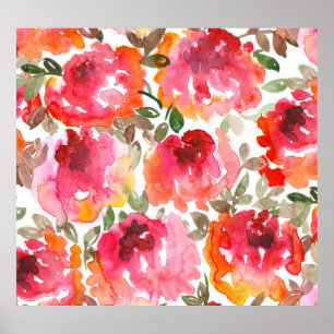 Poster Des roses rouges en habit, des motifs sans soudure