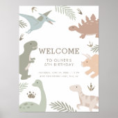 Poster des signes Boho Kids Dinosaur Thème Anniver (Devant)
