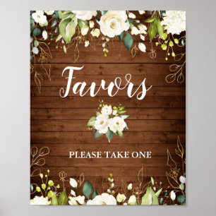 Poster des signes de mariage floral rose & blanc