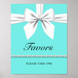 Poster des signes du Baby shower Aqua Tiffany turq
