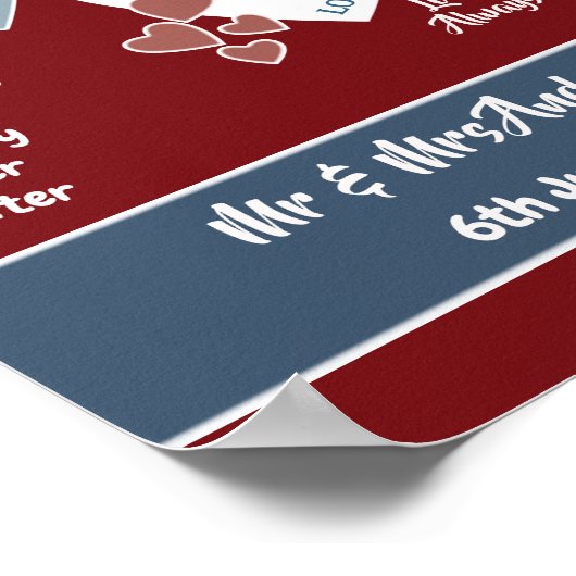 Poster des signes Mariages en rouge profond et ble (Coin)