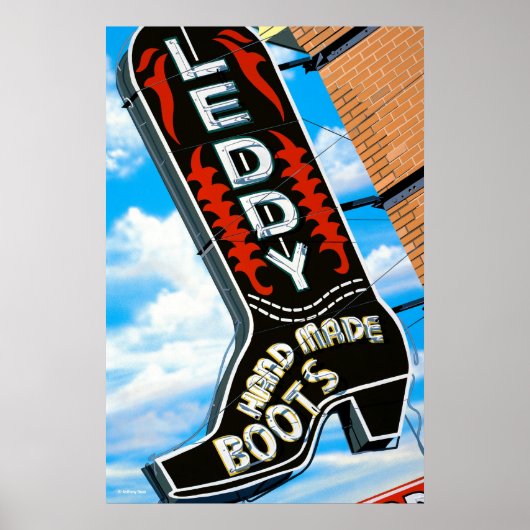 Poster des signes rétro néon du magasin Leddy Boot (Devant)