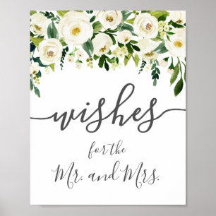 Poster des signes vert Mariage Fleur Blanche