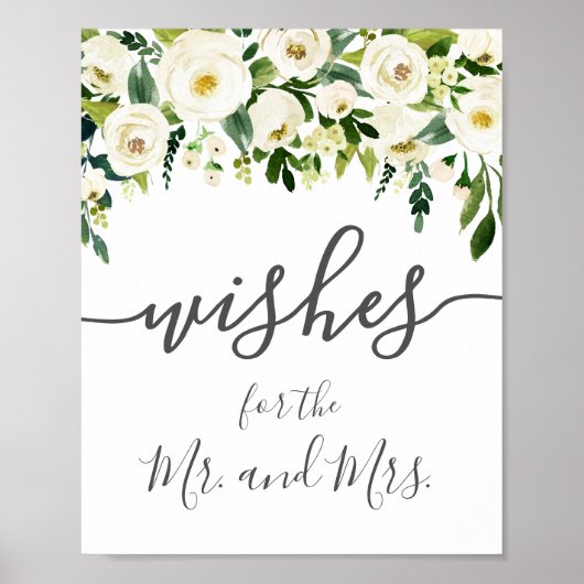 Poster des signes vert Mariage Fleur Blanche (Devant)