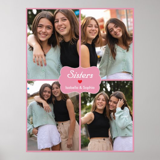 Poster des soeurs ou BFF Rose Personnalisé Photos  (Devant)