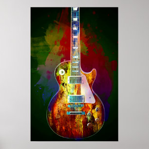 Poster Des sons de musique. Guitare colorée