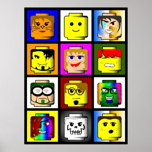 Poster des têtes de blocs de construction (Devant)