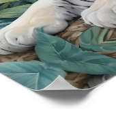 Poster Des tigres d'or pâles dans une jungle bleue verte (Coin)