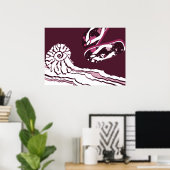 Poster des tongs rose pourpre rose de la mer (Bureau à domicile)