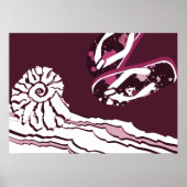 Poster des tongs rose pourpre rose de la mer (Devant)