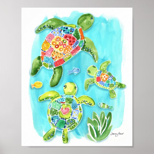 Poster des tortues de mer Whimsical (Devant)