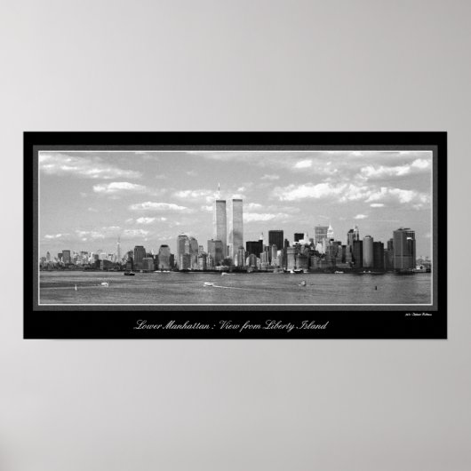 Poster des tours jumelles en noir et blanc (Devant)