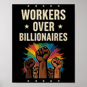 Poster Des travailleurs au-dessus de milliardaires manife
