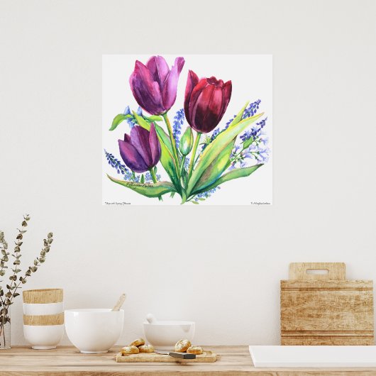 Poster des tulipes avec fleurs de printemps PMACar (Cuisine)