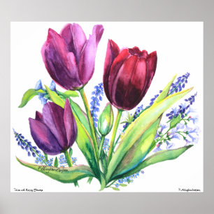 Poster des tulipes avec fleurs de printemps PMACar