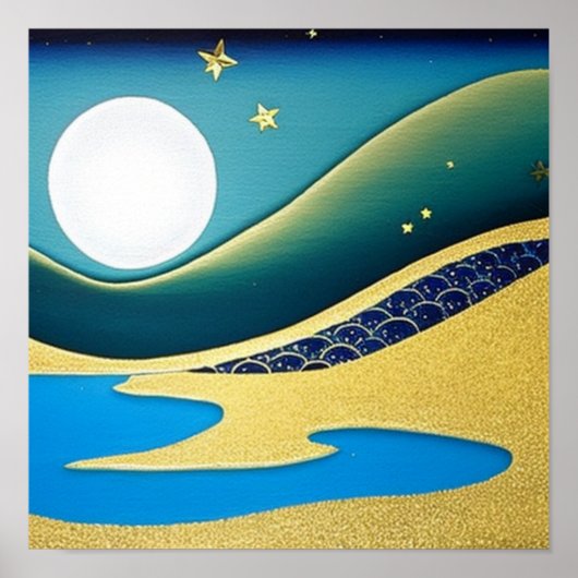 Poster des Vagues d'or à la nuit (Devant)