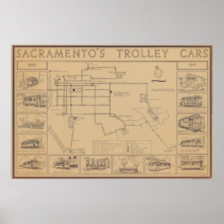 Poster des voitures Sacramento Trolley 1890-1947