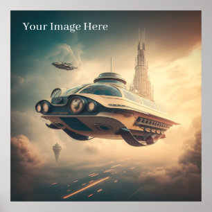 Poster des voitures volantes de science-fiction vi