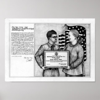 Poster des yeux morts de Vannak et Hillary Clinton