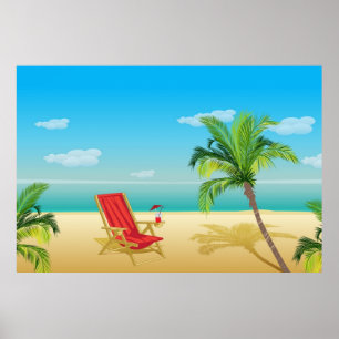 Poster d'escapade paradisiaque de plage