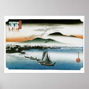 Poster Descending Geese - Vintage Hiroshige Prints