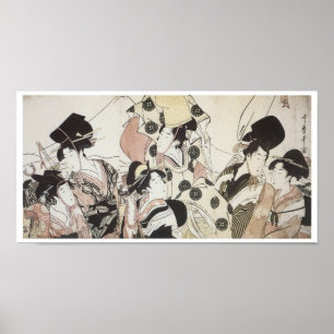 Poster Descendre vers l'est, Utamaro, 1795