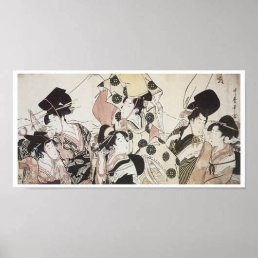 Poster Descendre vers l'est, Utamaro, 1795 (Devant)