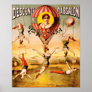 Poster DESCENTE D' ABSALON Miss Siena Acrobate Circus