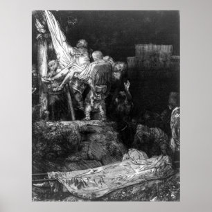Poster Descente de la Croix par torchlight - Rembrandt