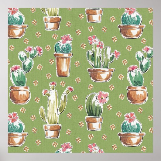 Poster Desert Bloom | Pattern vert (Devant)