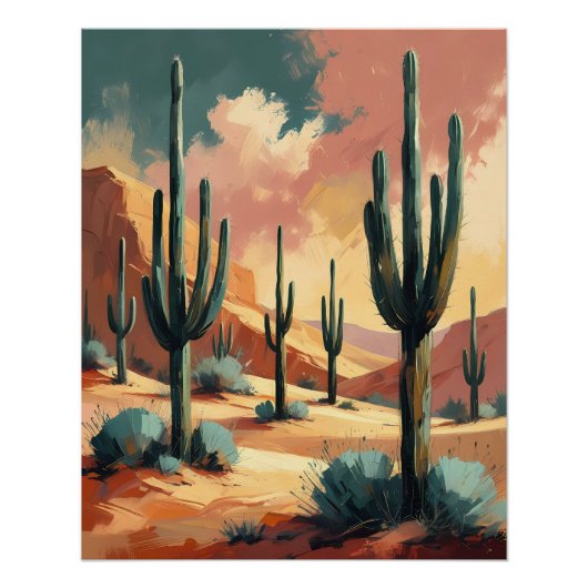 Poster Desert Cactus Dream - Sud-Ouest Abstrait (Devant)
