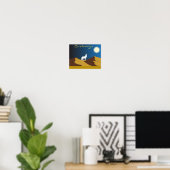 Poster Desert Coyote Howling Pleine lune Thunder_Cove (Bureau à domicile)